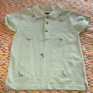 Great Guy Toddler Boys Size 4T Pastel Green Dinos Palm Trees Polo Style Shirt